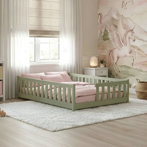 Letto a terra 120x200 con rete a doghe Théa Olive