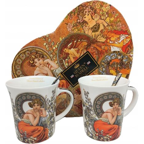Esclusivo set di tazze in porcellana da 400 ml in confezione regalo Alfons Mucha-Topaz (1/5)