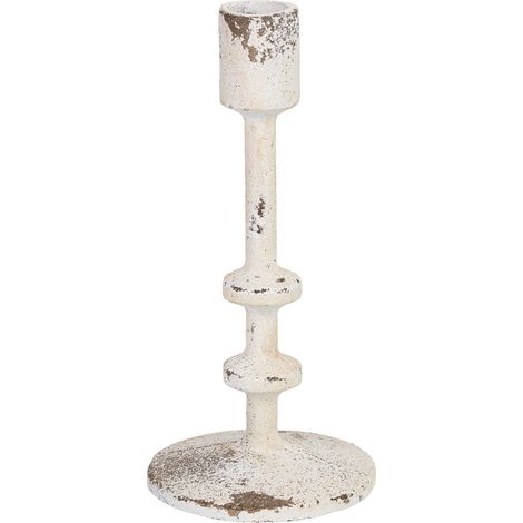 Candelabro de metal blanco 8.5x8.5x18h cm