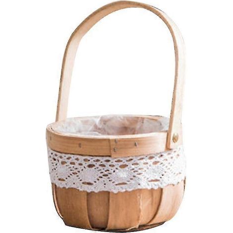 Handgefertigter Blumenkorb aus natürlichem Rattan, gewebt für Zuhause, Küche, Garten, Gemüseaufbewahrung, Pflanzgefäß, Halter, Hochzeitsfeier Ta--13