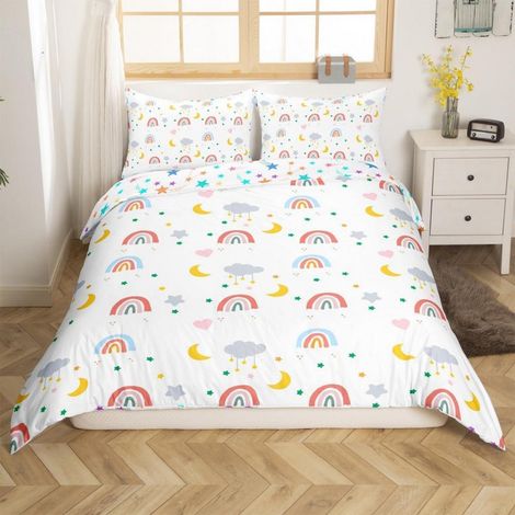 Bettwäsche-Set Regenbogen Sterne Mond 135x200cm mit 1 Kissenbezug 80x80cm