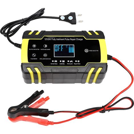 Chargeur de batterie avec ventilateur, identification automatique, affichage numérique LCD, 110-240V (prise UE) (1/5)