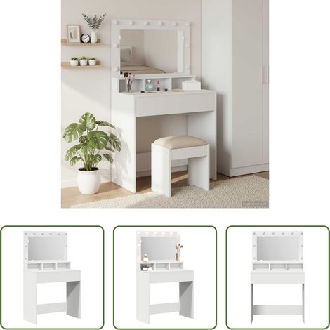 Schminktisch mit Regal - Schminktisch mit Regal Weiß 75,5 x 41 x 135 cm Holzwerkstoff (1/5)