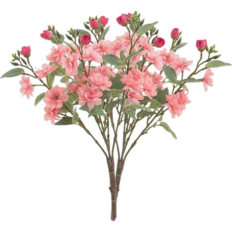 Bouquet artificiel - 2 roses miniature roses imitation avec 5 branches pour arrangement floral - Rose - Pink foncé (1/5)