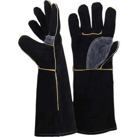 Guanti in pelle estremamente resistenti al fuoco e al calore, con cuciture in Kevlar, perfetti per caminetti, stufe, forni, griglie, saldatura, barbecue, saldatura MIG, manipolazione di pentole e gest