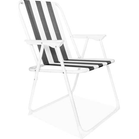 Linder Exclusiv Campingstuhl PO2600SA Grau mit Streifen, bis 120kg belastbar, Klappstuhl, Angel, Angler, Strand Stuhl faltbar Outdoor