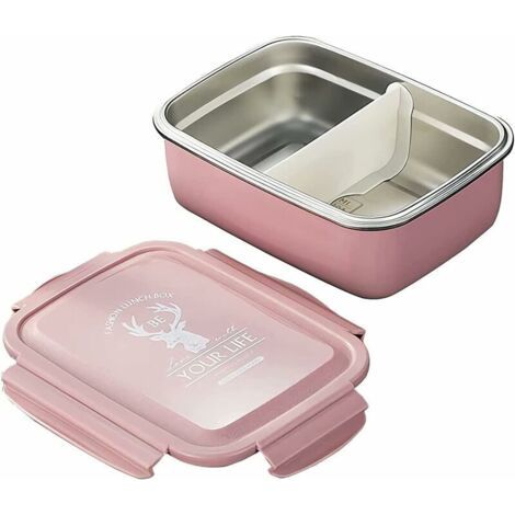 Boîte à lunch isotherme carrée en acier inoxydable étanche (rose, 350 ml)