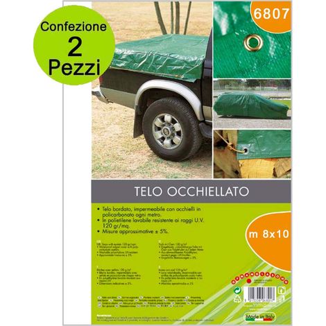 Multipack da 2 pz telone occhiellato copritutto verde 120 gr metri 8x10