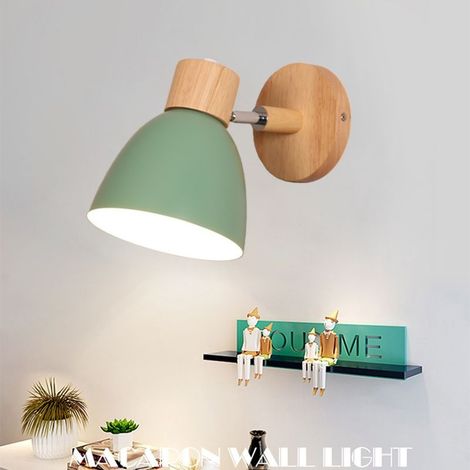 Wall light nordique in metal and iron macaron, lamp of bedside for bedroom, lamp modern simple green for children (bulb not included) (1/5)