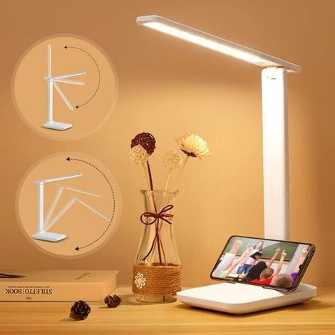 LED-Schreibtischlampe: Dimmbare LED-Tischlampe mit 3 Farben und 5 Helligkeitsstufen, berührungsempfindliche Nachttischlampe zum Schutz der Augen mit USB-Anschluss. (1/5)