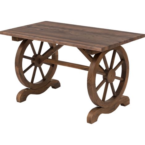 Table de jardin en avec pieds en forme de roue pour une utilisation intérieure et extérieure pliable 110 x 60 x 65 cm carbonis e bois sapin extérieure, finition carbonisée (1/5)