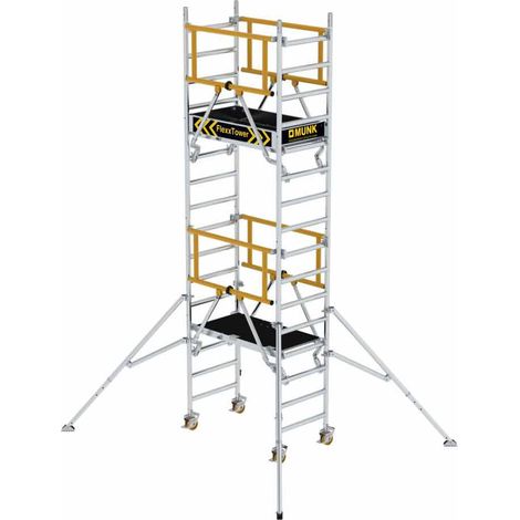 MUNK Rollgerüst FlexxTower SG ergo mit klappbaren Dreieckauslegern und Schwenkfuß Plattformgröße 1,20x0,60m Arbeitshöhe 5,10m