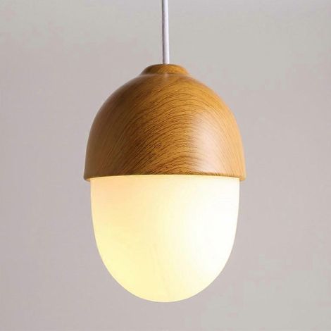 Suspension vintage en forme de gland avec imitation bois, verre dépoli, hauteur réglable pour îlot de cuisine ou salle à manger, 150 cm, E26, 60 W, pour tables, chambre, salon (1/5)