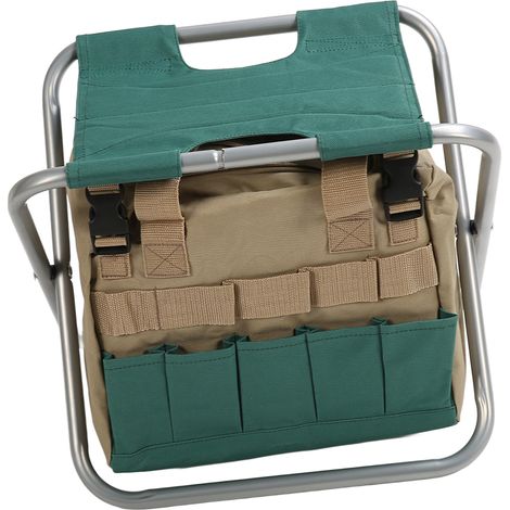 Sac de palette pliable ultra-résistant, boîte à outils de jardin multifonctionnelle, tabouret de jardinier argenté (1/5)