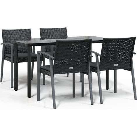 Maison Exclusive - 5-tlg. Garten-Essgruppe mit Kissen Poly Rattan