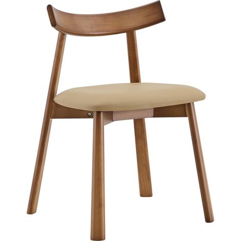 GagaLot de 2 chaises de salle à manger en bois, rembourrées, marron (1/5)
