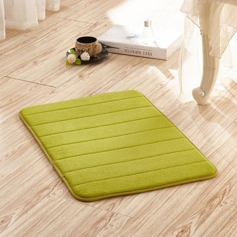 Vert gazon, 4020cm (polaire corail de 1,2 cm d'épaisseur) Tapis de sol uni en polaire corail, absorbant, résistant à l'usure et antidérapant pour les entrées de salle de bain. (1/4)