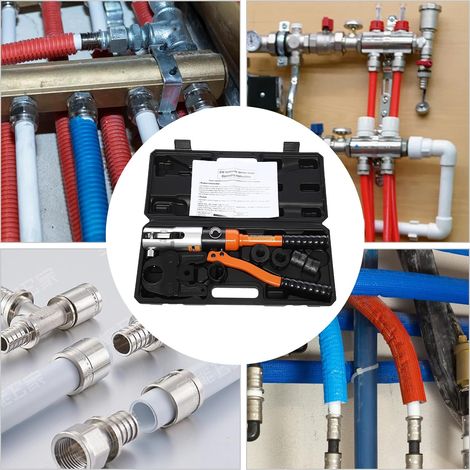 Profi Presszange, Werkzeugsatz für Hydraulische Pressen Presswerkzeug TH16-TH20-TH26-TH32 Max Quetschkraft 10T mit Druckentlastungsschalter für Verbundrohr mit Fittings der TH (1/5)
