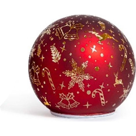 Palla di Natale in vetro rotante con luci batteria per decorazioni di natale -Oro/Modello1 / Ø 15 cm