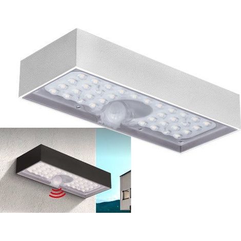 Plafoniera applique lampada led da esterno a muro con pannello solare e sensori di movimento 6 Watt 800 lumen Century Domino