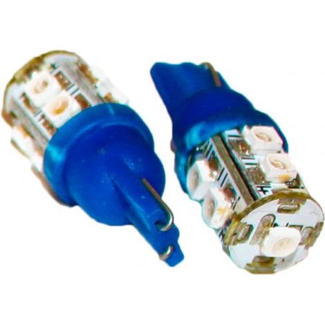 Coppia 2 Lampade Led T10 Con 9 Smd 3528 Colore Blue Blu 12V 1W