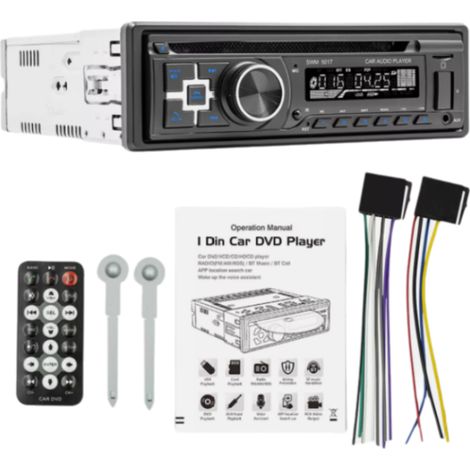 1 Autoradio 1 DIN, écran LCD 4 pouces, Bluetooth, CD/DVD, USB, AUX, FM, MP3, mains libres, rétroéclairage 7 couleurs (1/5)
