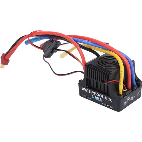Contrôleur Électronique de Vitesse - Esc 80 A - Pour Voitures Télécommandées 1/8 - Étanche - Dissipation Thermique - Aluminium - 1 Pièce (1/5)