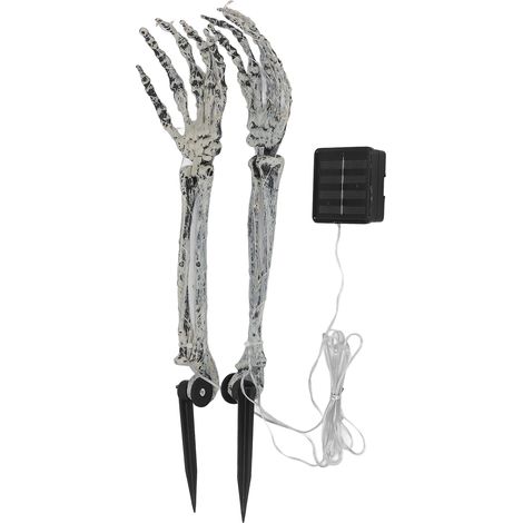 Paar Lichterketten mit Skelettarm-Motiv, Solarpanel, LED-Kupferdraht, gruselige Hände für leuchtende Halloween-Dekorationen (1/5)