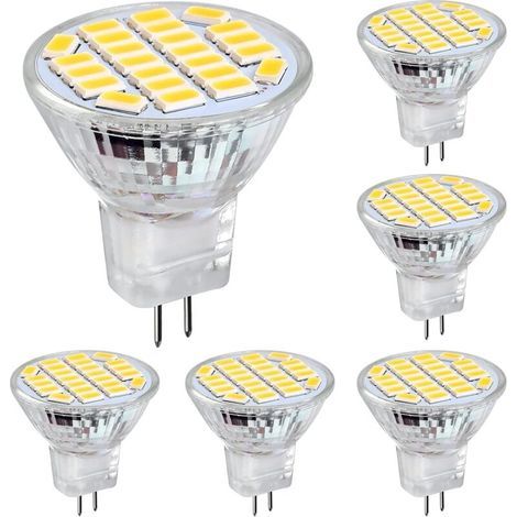 MR11 GU4 LED 3W Lumière blanche positive 6500K, Non dimmable, Ampoules LED Spot GU4, Équivalent Halogène 25-35W, 350LM, AC/DC 12V, Angle de Faisceau 120°, Lot de 6 (1/5)