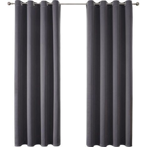 Verdunkelungsvorhänge, 2er-Set, 132 x 160 cm, weiche und attraktive Verdunkelungsvorhänge für Wohn- und Schlafzimmer, Heimtextilien, waschbar, dunkelgrau