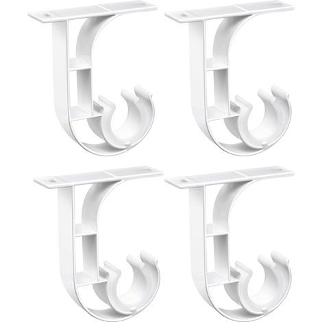 CSPARKV Decken-Gardinenstangenhalterung, robuste weiße Gardinenstangenhalterungen, Aluminiumlegierung, Gardinenstangenhalterung mit Kunststoffschnalle, Deckenhalterungen
