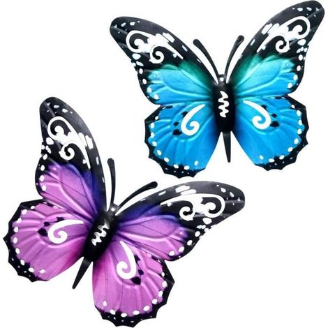 Wanddekoration Schmetterling aus Metall - 2 Stück - Zeitgenössisches und asymmetrisches Design (1/4)