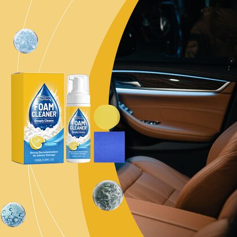 Kit de nettoyage mousse pour sièges auto et intérieurs cuir - Nettoyant multi-usages - 100 ml + Éponge + Chiffon (1/5)