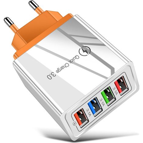 Chargeur de téléphone portable 4 ports USB, chargeur de voyage 3 A pour tablette, tête de charge standard (1/5)