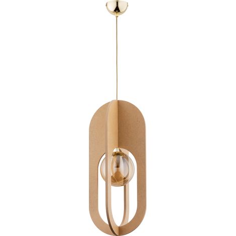 Suspension scandinave bois verre ambre E14 Alfa Terra (1/3)