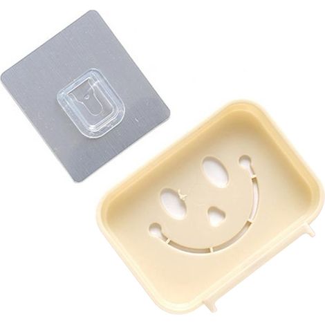 Porte-savon mural beige - Support adhésif pour salle de bain, pratique et esthétique
