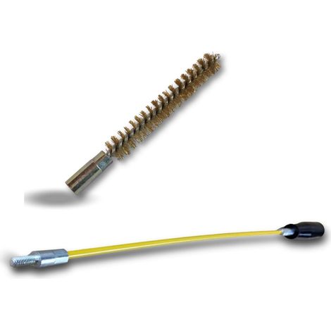 Ecouvillon LAITON Condenseur Lot de 10 avec 1 tringle flexible 48 cm Ø 12 mm Raccord laiton taraudé M6 femelle Torsade en acier galvanisé Brosse nettoyage Kibros 4TCL12Tx10