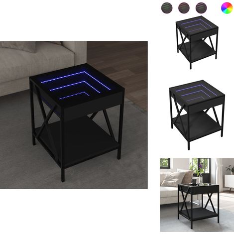 Table basse avec LED Infinity noir 40x40x49 cm - Table Basse - Tables Basses - Table D'appoint - Bout De Canapé (1/5)