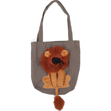 Sac bandoulière pour animaux Sac à dos en toile respirante avec ouverture pour la tête réglable gris foncé 44x40cm (1/4)