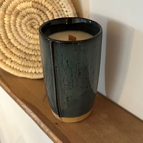 Bougie végétale - Mug Faro bleu - fait main - 340gr (1/5)