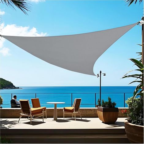 Voile grise – 3x3x3 m – Triangle – Anti-UV – Occultation – Jardin/balcon – Toile résistante (1/5)