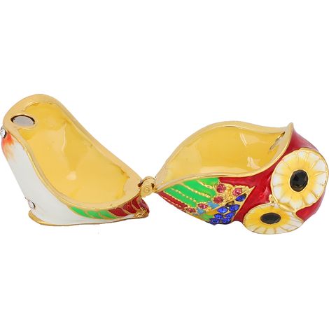 Boîte de Rangement Hibou Émaillée en Métal - Coffret à Bijoux Décoratif pour Maison (1/5)