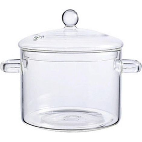 Casseroles de cuisson en verre transparent, plus épaisses et plus lourdes, conçues pour une utilisation sur flammes nues et plaques de cuisson à gaz. (1/2)