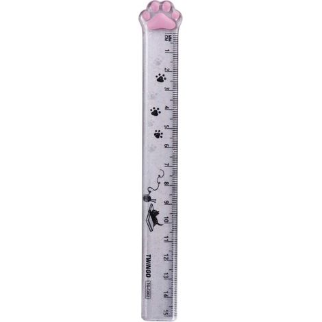 Règle de dessin en plastique à motif chat rose, large portable (1/5)