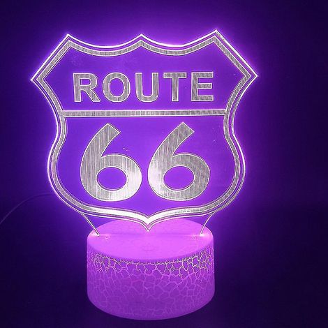 Lampe de chevet LED 3D US Highway 66 à changement de couleur (1/2)