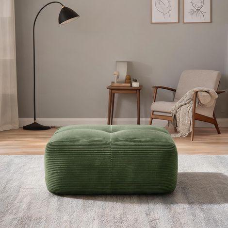 Pouf ottoman en velours côtelé vert 92,5 x 75 x 40 cm (1/5)