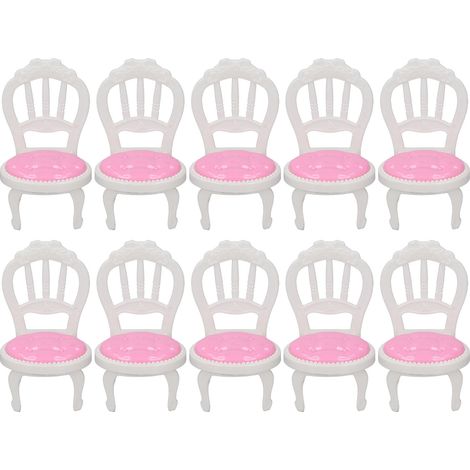 Set 10 Chaises Miniatures pour Maison de Poupée, Mobilier de Salle à Manger en Plastique, Réaliste et Détaillé, Modèle de Chaise de Poupée (1/5)
