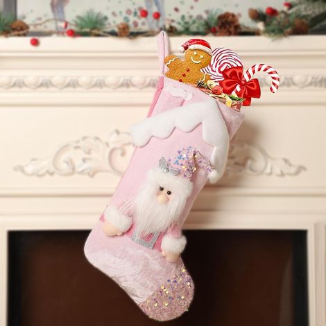 Personalisierter Weihnachtsstrumpf 44 cm, Rosa – perfekt für Kaminsims, Regal und Eingang (1/5)