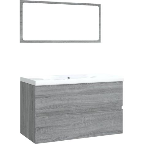Meubles de salle de bain，Armoire de salle de bain Sonoma gris Bois d'ingénierie CFW33071 (1/5)