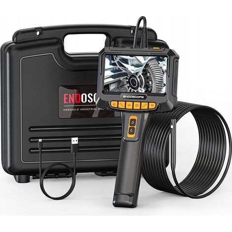 CÁMARA DE INSPECCIÓN ENDOSCOPIO CON CABEZAL GIRATORIO 360° 5″ FHD IP 9LED 8.5mm 5m (1/5)